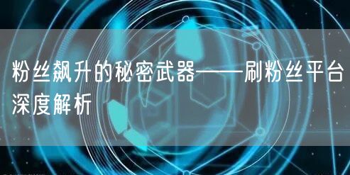 粉丝飙升的秘密武器——刷粉丝平台深度解析