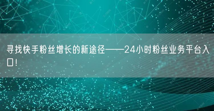寻找快手粉丝增长的新途径——24小时粉丝业务平台入口！