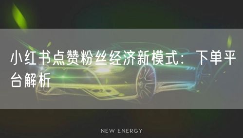 小红书点赞粉丝经济新模式：下单平台解析