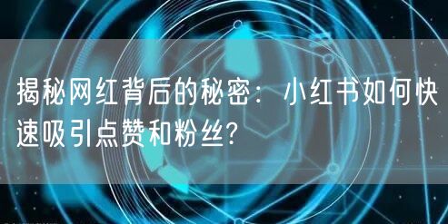 揭秘网红背后的秘密：小红书如何快速吸引点赞和粉丝?