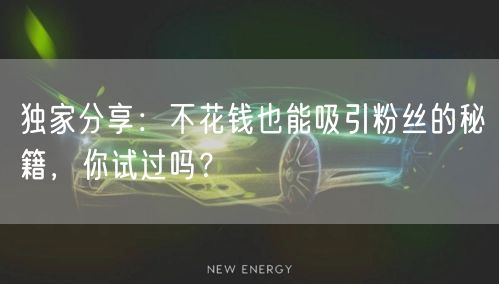 独家分享：不花钱也能吸引粉丝的秘籍，你试过吗？
