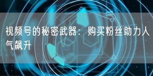 视频号的秘密武器：购买粉丝助力人气飙升
