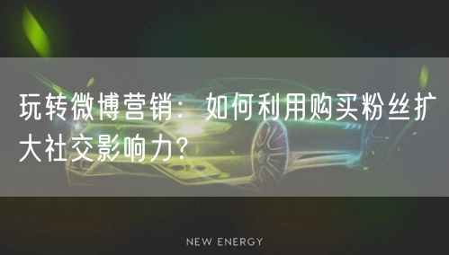 玩转微博营销：如何利用购买粉丝扩大社交影