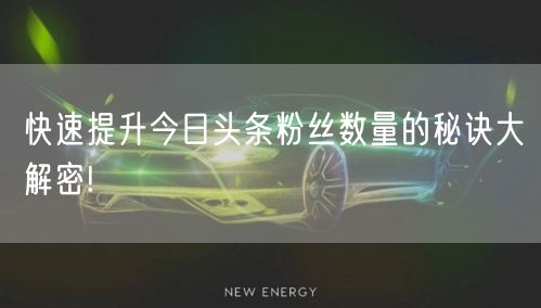 快速提升今日头条粉丝数量的秘诀大解密!