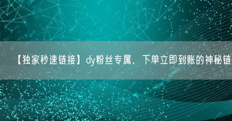 【独家秒速链接】dy粉丝专属，下单立即到账的神秘链接