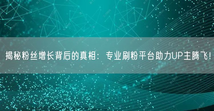 揭秘粉丝增长背后的真相：专业刷粉平台助力UP主腾飞！
