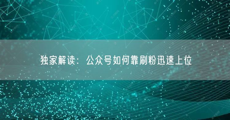 独家解读：公众号如何靠刷粉迅速上位